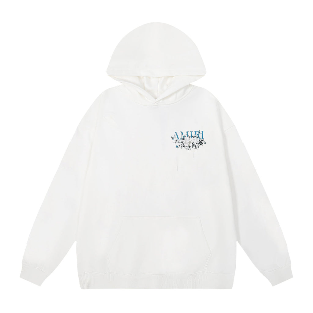 Amiri Hoodie AMI floral alphabet print pattern hooded sweater for men and women