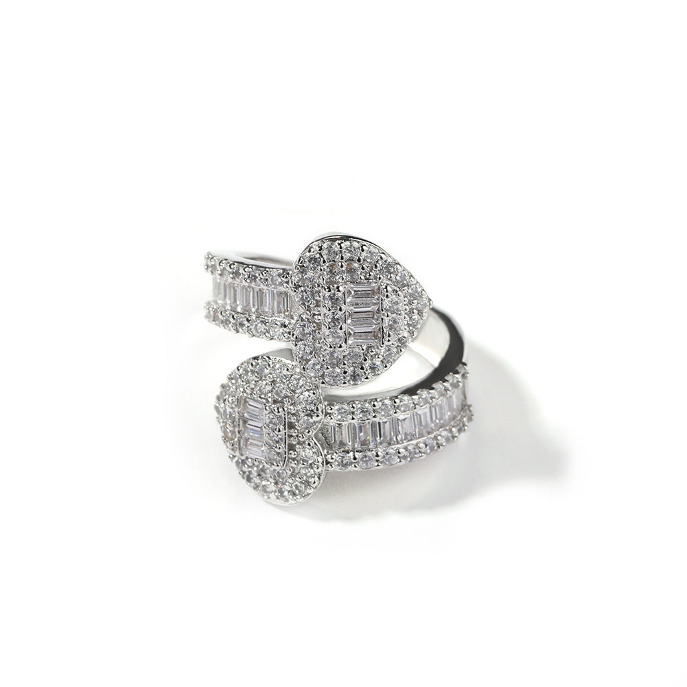 Rings Niche Copper Diamond Love Ring Spectrum