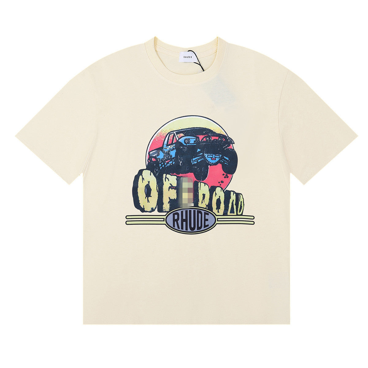 Rhude T Shirt Alphabet Coconut Racing Pattern Short Sleeve T-Shirt