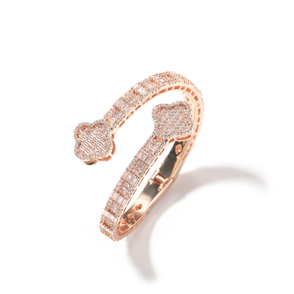 Bracelet Copper Zircon Clover Bracelet ins Spectrum St. Valentine's