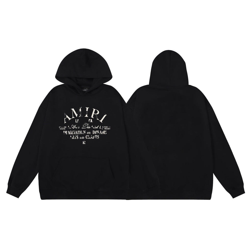 Amiri Hoodie Letter Print Hooded Sweater Loose Men and Women