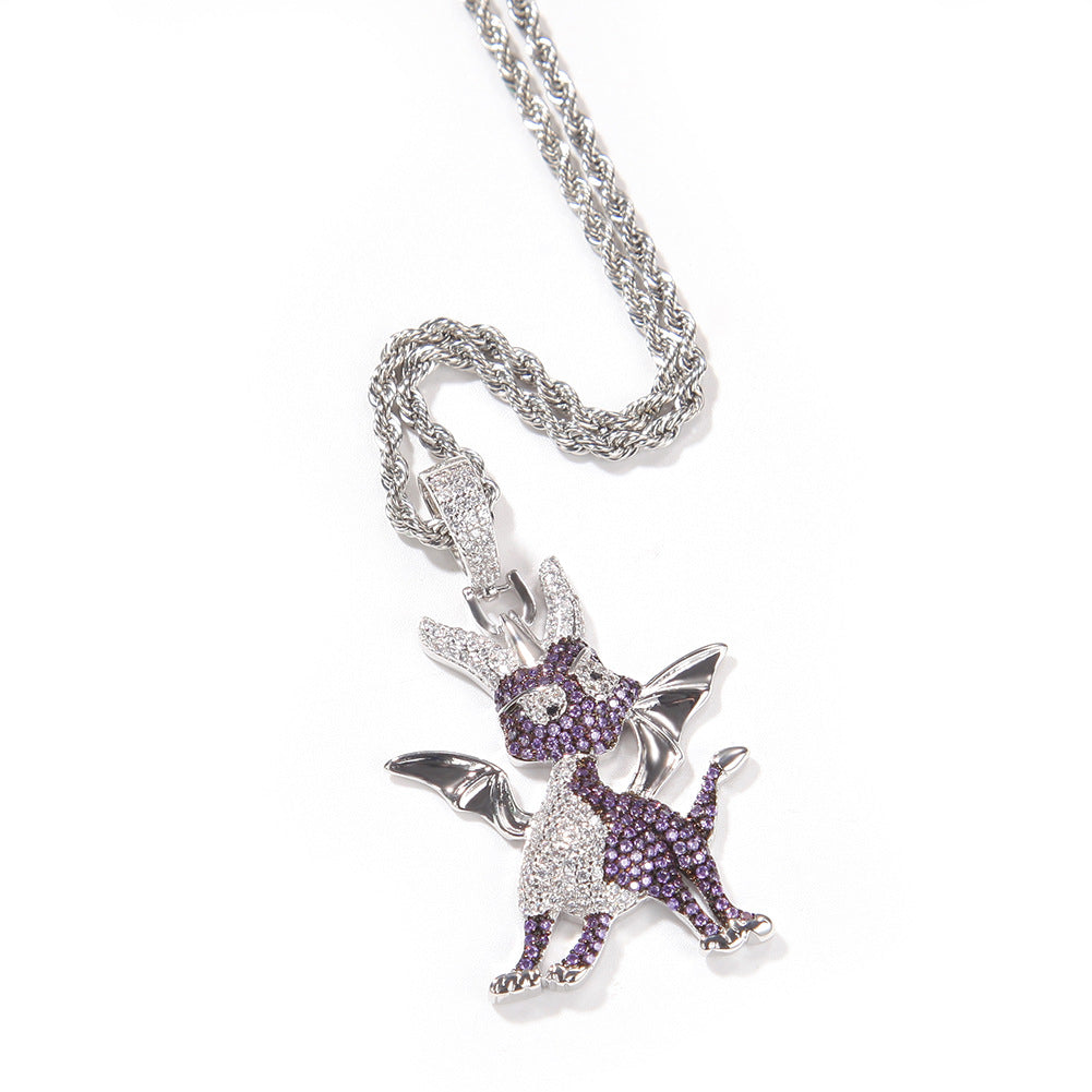Jewelry Copper Zircon Two Tone Pendant HIPHOP Animal Royalty Far East