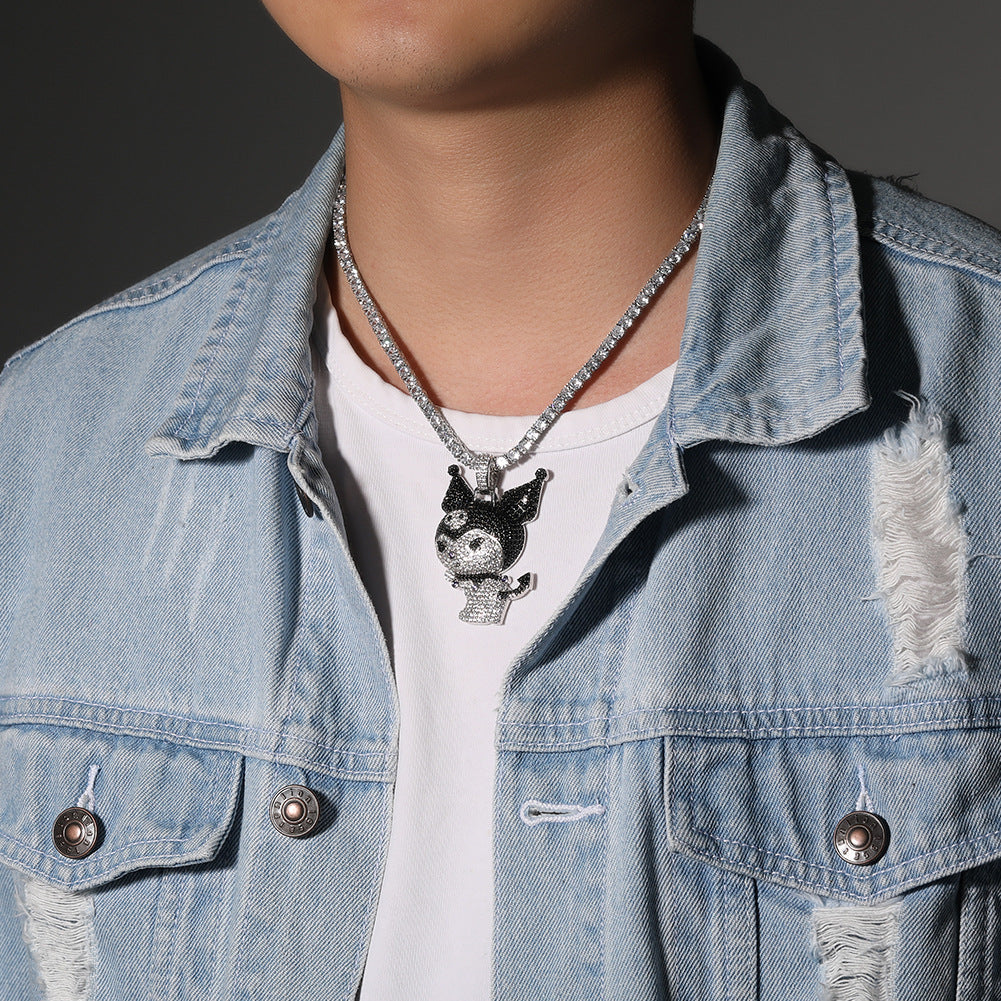 Jewelry Copper Zircon Little Demon Kuromi Necklace Design Sense Angel Pieces St. Valentine's Spectrum