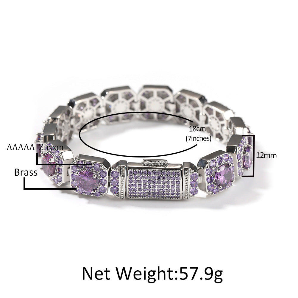 Bracelet Hip Hop Bracelet Copper with Zircon Color Spectrum St. Valentine's