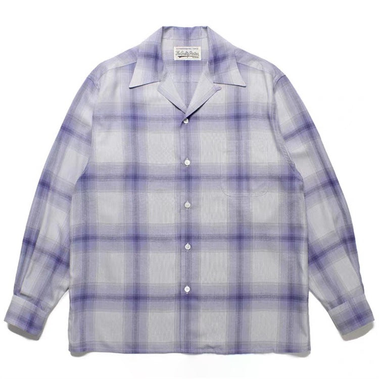 GUILTYPARTIES TIGER Long sleeved shirt plaid striped Hawaiian long-sleeved shirt