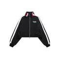Unisex Jacket Vintage Stripe Short Sports Jacket Men's and Women's Slim Stand Collar Jacket