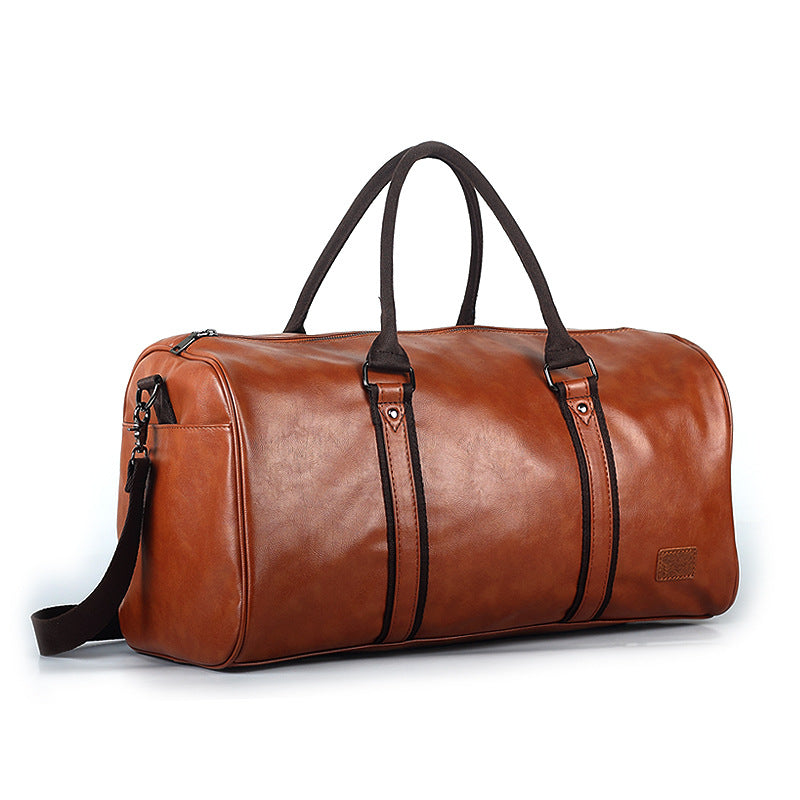 Leather duffel bag men's travel bag large capacity portable messenger bag casual