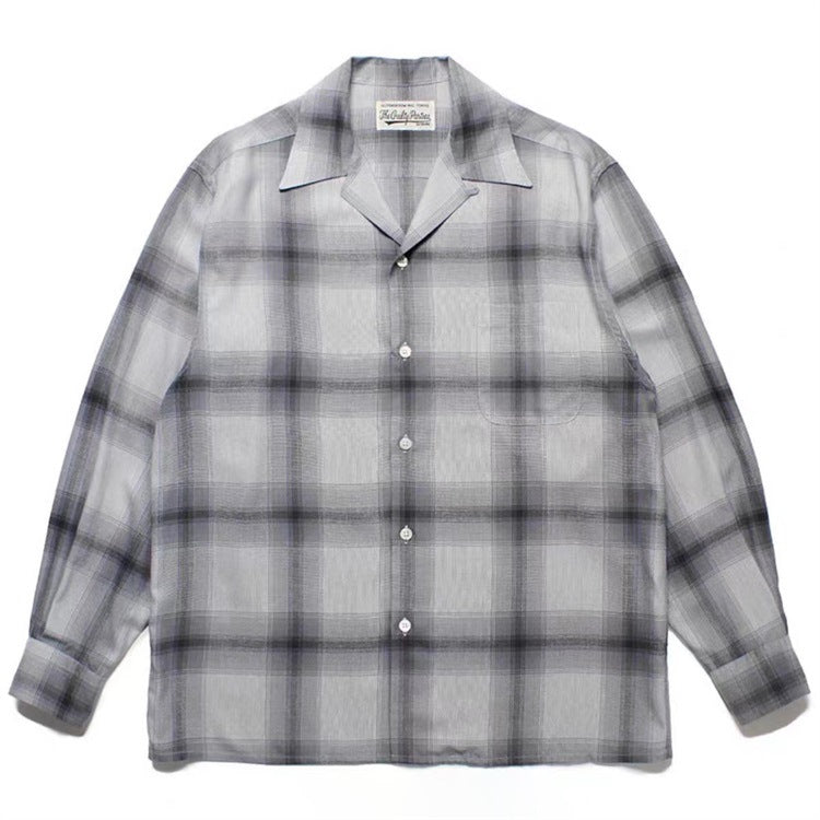 GUILTYPARTIES TIGER Long sleeved shirt plaid striped Hawaiian long-sleeved shirt