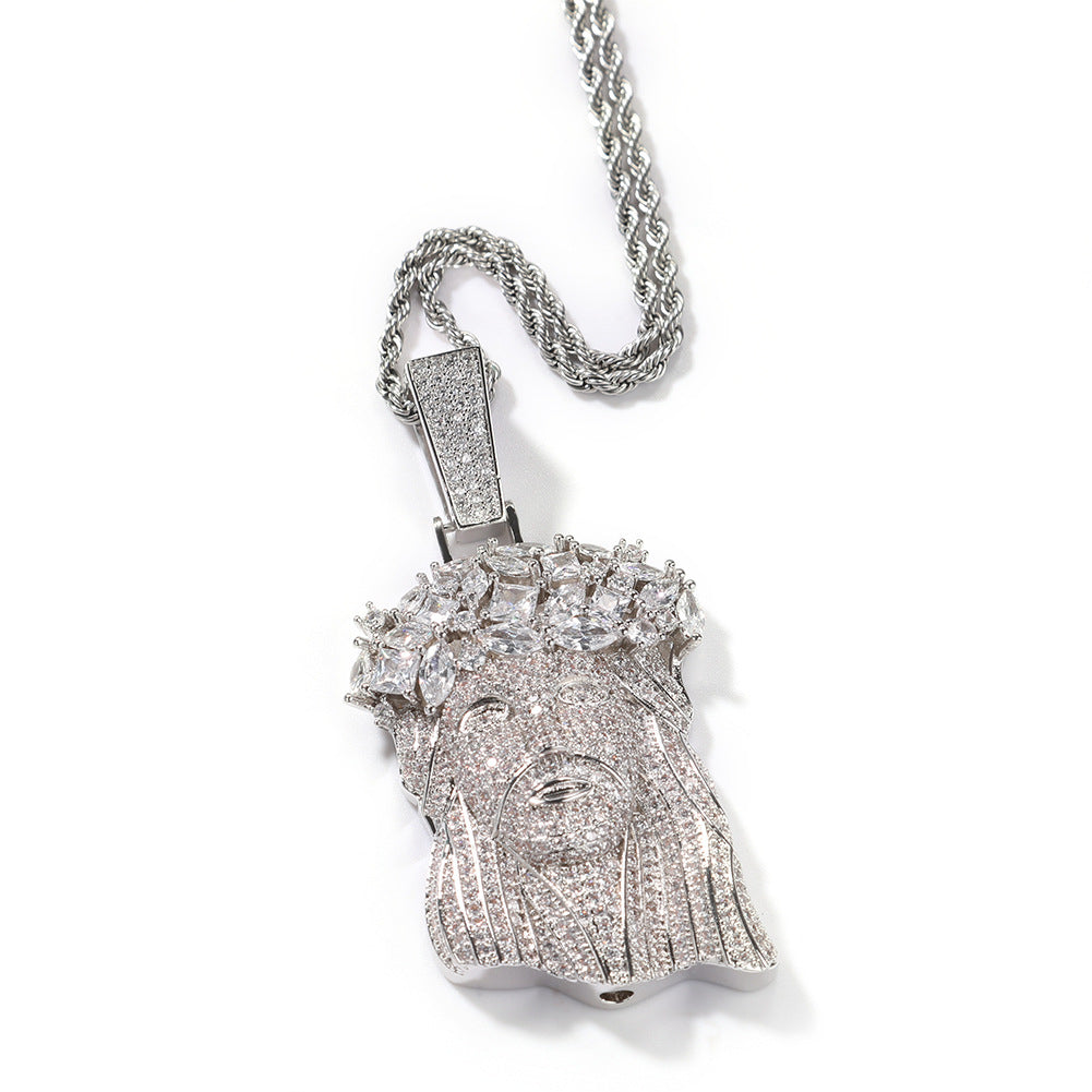 Jewelry Hip Hop Copper with Zircon Full Diamond Portraits Egypt Pieces Necklaces Far East Jesus Pieces Royalty