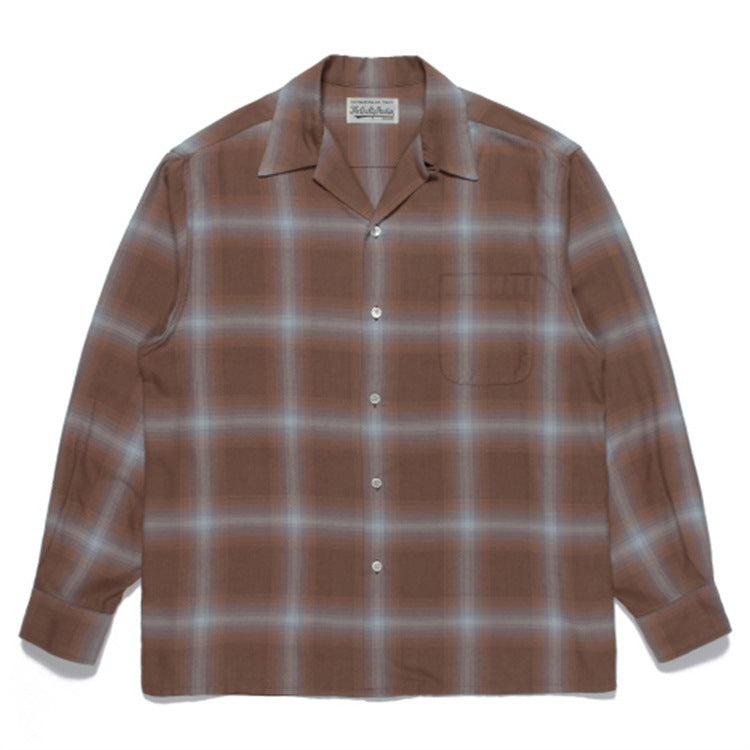 GUILTYPARTIES TIGER Long sleeved shirt plaid striped Hawaiian long-sleeved shirt