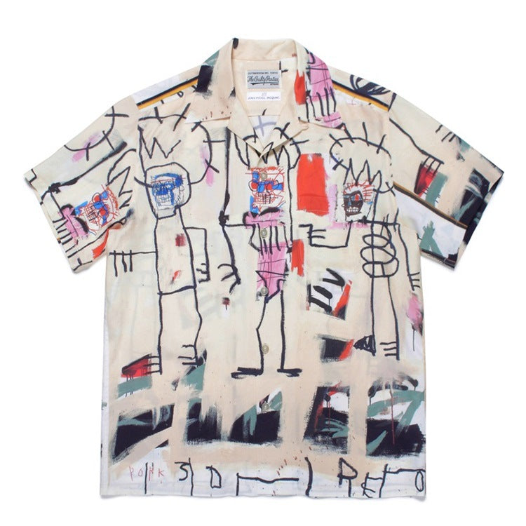 GUILTYPARTIES TIGER Shirts Basquiat graffiti Hawaiian short-sleeved flower shirt for men and women