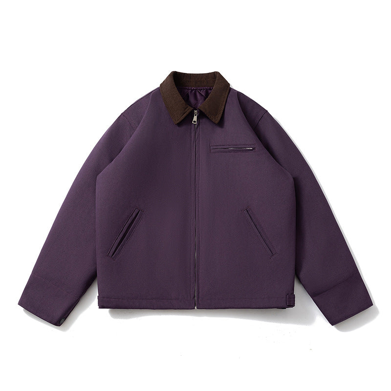 Mens Vintage Jackets Vintage Lapel Jacket Padded Color Matching Cotton Clothing