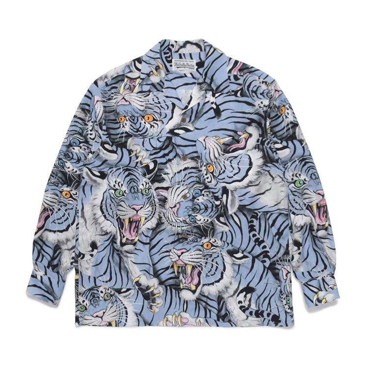 GUILTYPARTIES TIGER Long sleeved shirt Tiger totem full print Hawaiian long-sleeved shirt
