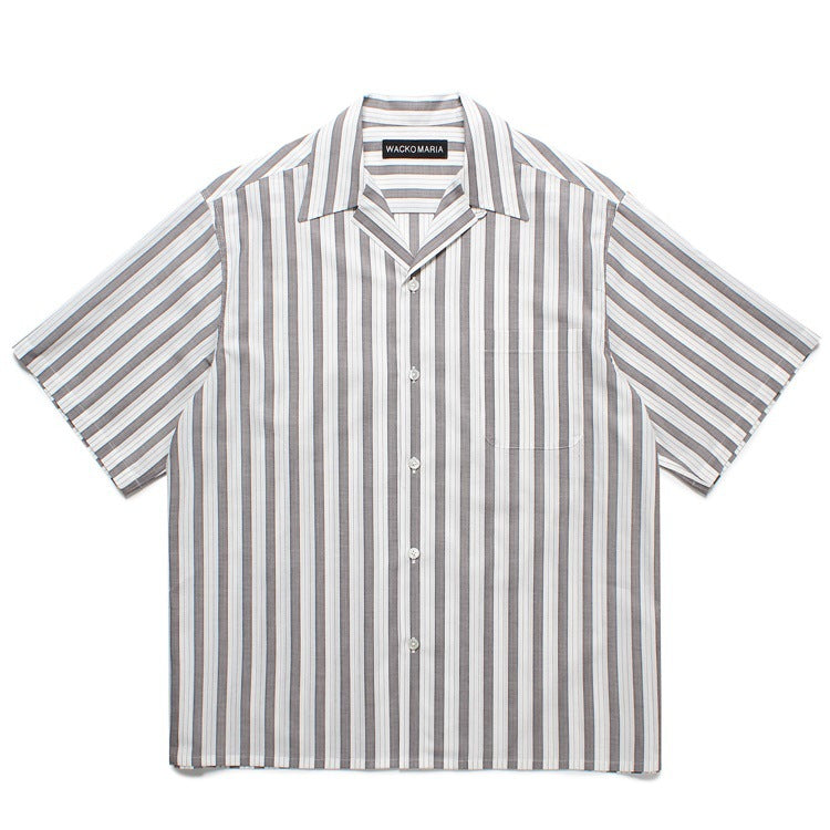 GUILTYPARTIES TIGER Shirts Striped color-matching rayon Hawaiian short-sleeved shirt Beach resort shirt
