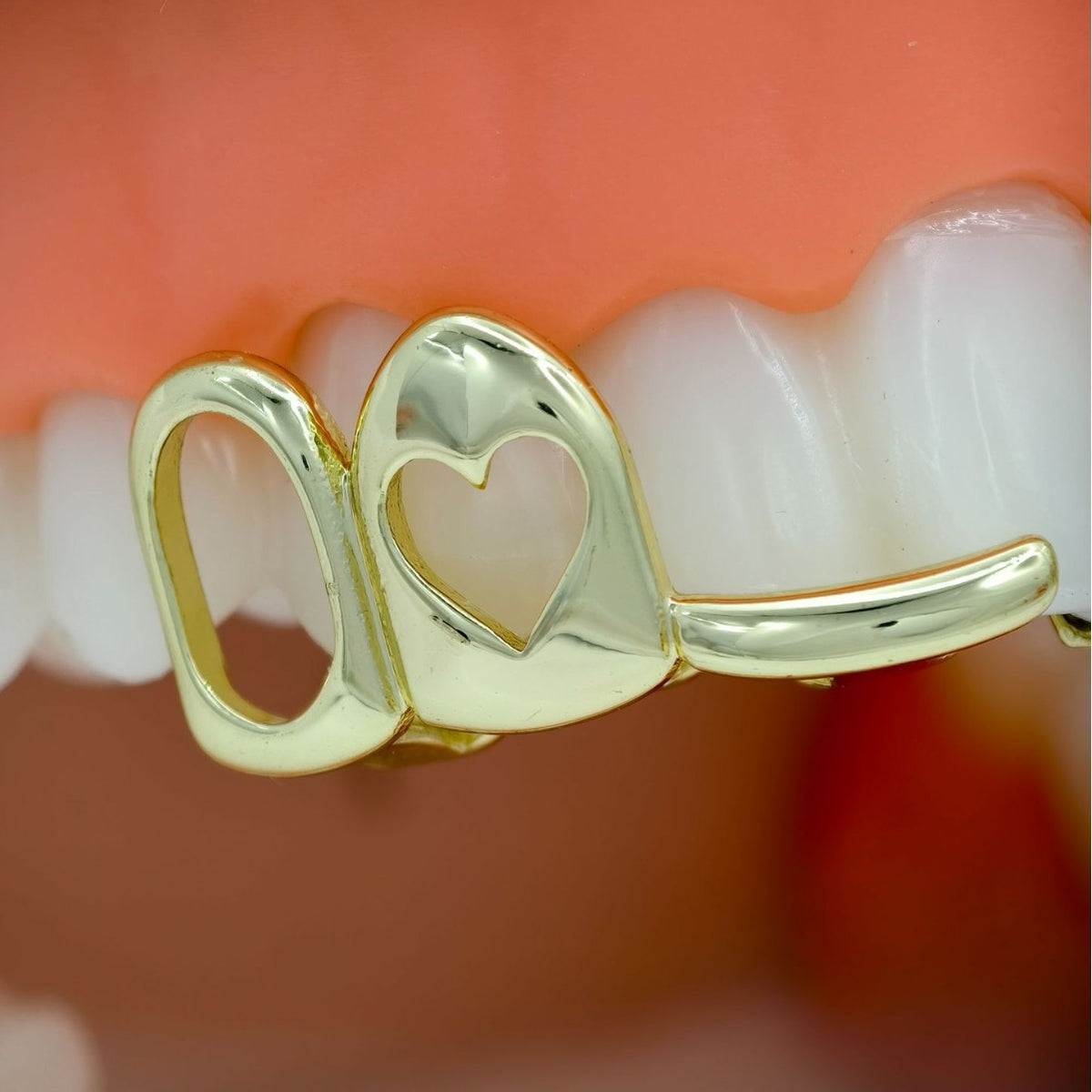 Grillz Hip-Hop Rock Love Braces Cross-border Hollow Triple Braces Heart-shaped Design Independent Braces Fashion Accessories Hip Hop Braces