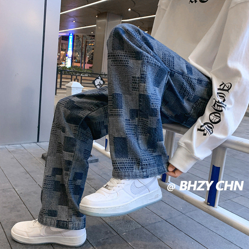 Men Jeans Spring Jeans Men's Straight Wide-Leg Pants