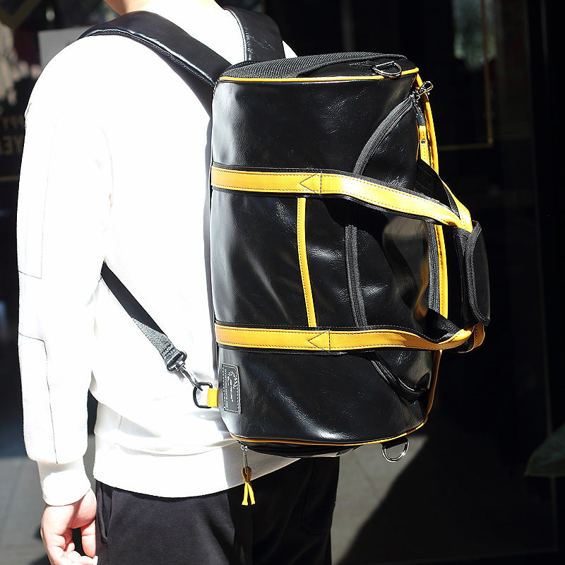 Leather duffel bag messenger bag travel bag wet and dry separation sports bag men's fitness bag backpack backpack