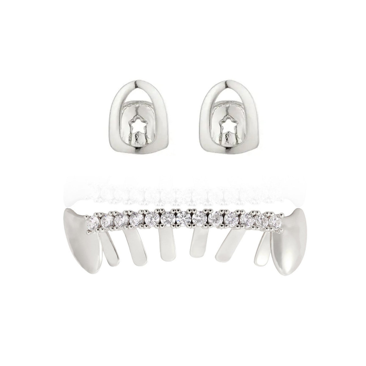 Grillz Hip-Hop Rock Hip Hop Zirconium Trim Braces TeethGrillz Real Gold Plated Braces