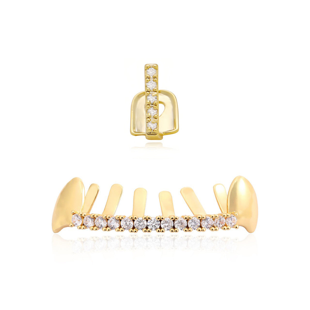 Grillz Hip-Hop Rock Hip Hop Zirconium Trim Braces TeethGrillz Real Gold Plated Braces