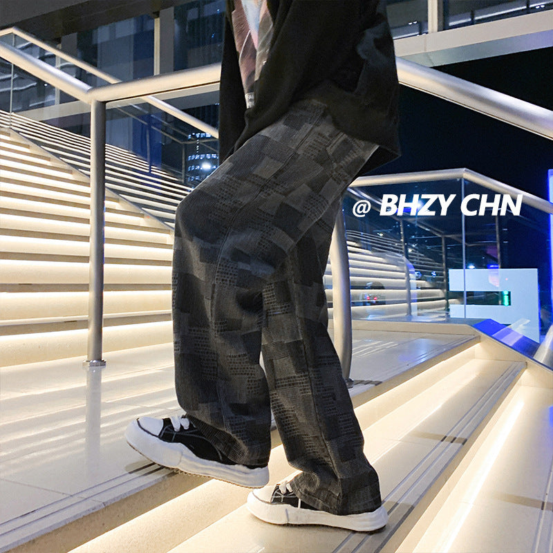 Men Jeans Spring Jeans Men's Straight Wide-Leg Pants