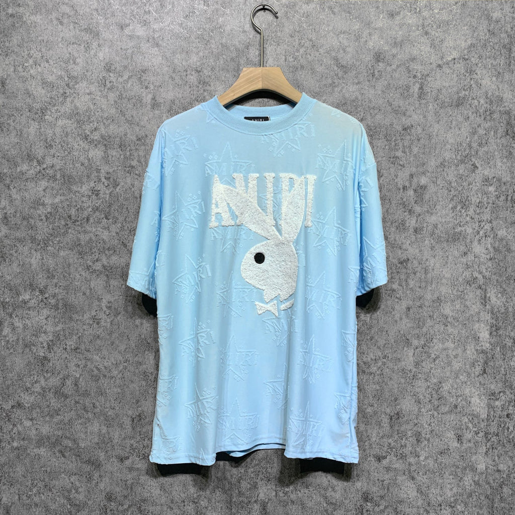 Amiri T Shirt Towel Embroidered Jacquard Casual round Neck Short Sleeve T-shirt