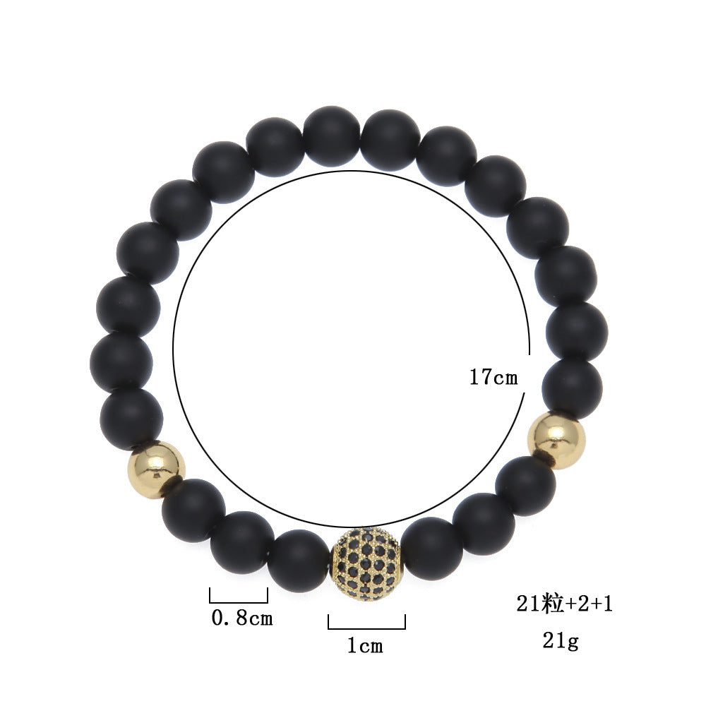 Bracelet Tiger's Eye Volcanic Stone Agate Microencrusted Zircon Hip Hop Royalty