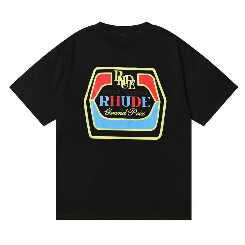 Rhude T Shirt Micro Label Wheat Ear Letter Print Short Sleeve T-Shirt