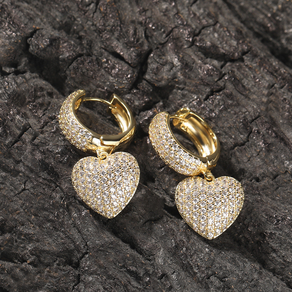 Earrings Hip Hop Zircon Love Shaped Earrings St. Valentine's Royalty