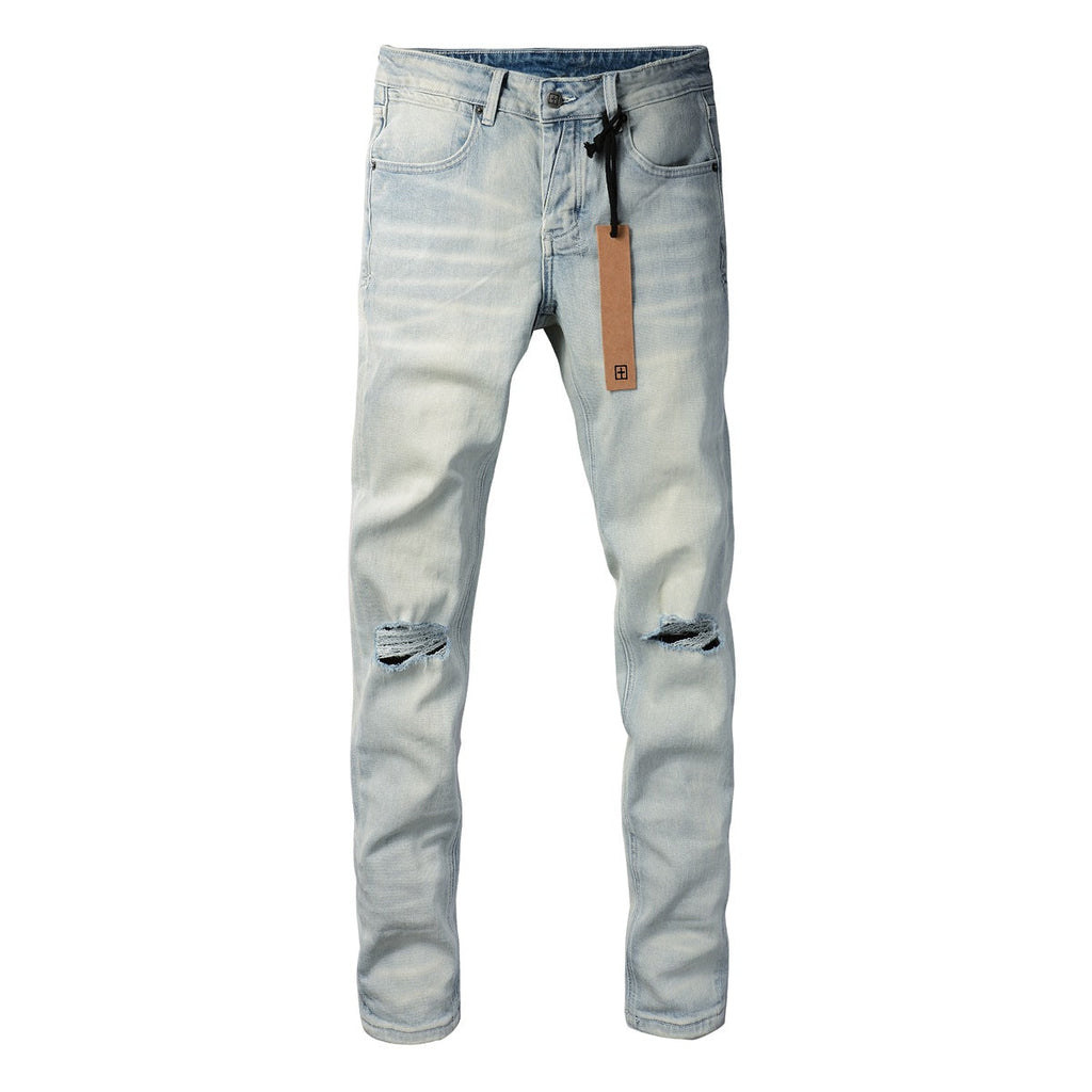 KSUBI Jeans Slim Fit Casual Stretch Ripped Jeans