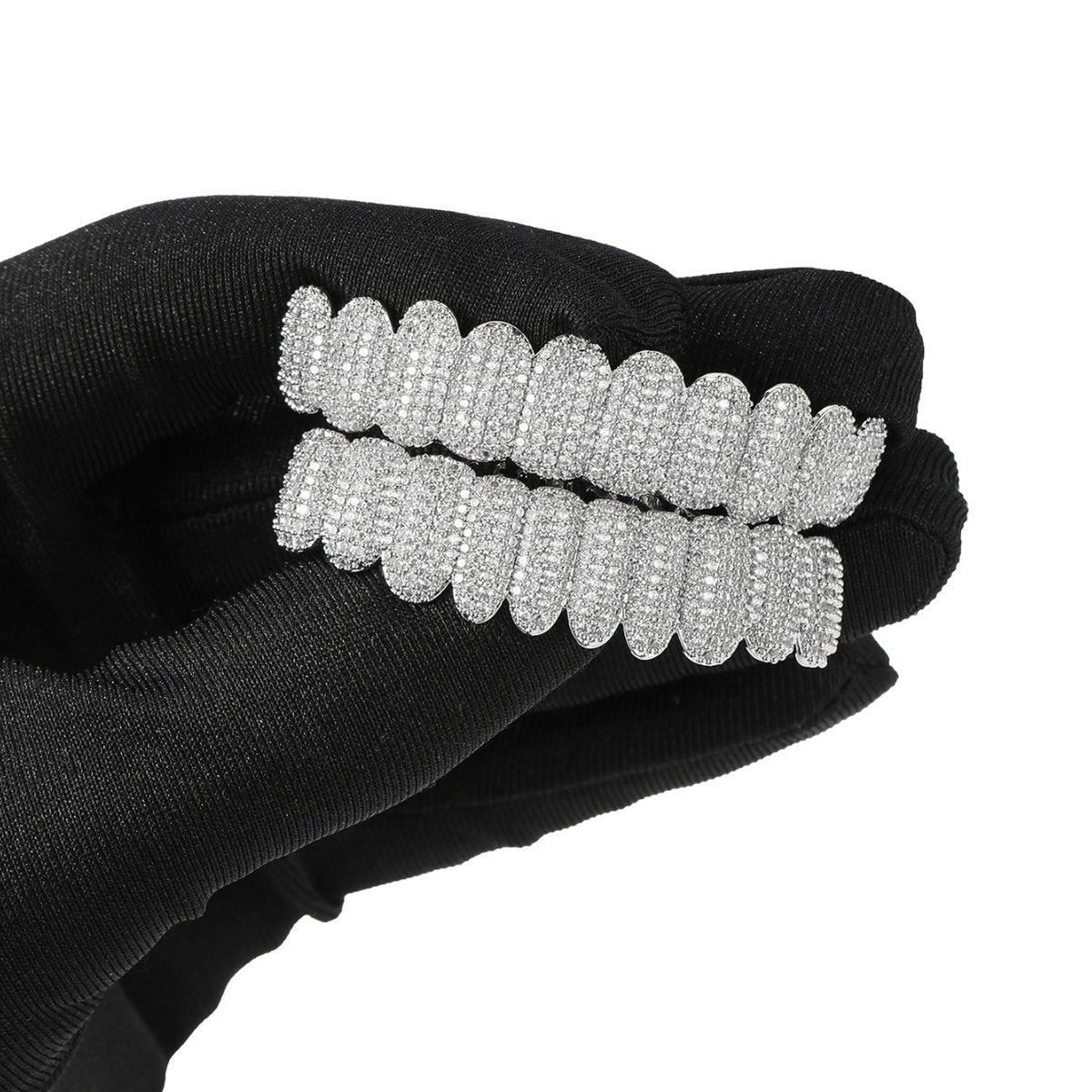 Grillz Hip-Hop Rock Hip Hop Braces Real Gold Plated 10 Tooth Micro-studded Diamond Cross Border Hiphop Braces Halloween Hip Hop Ornament
