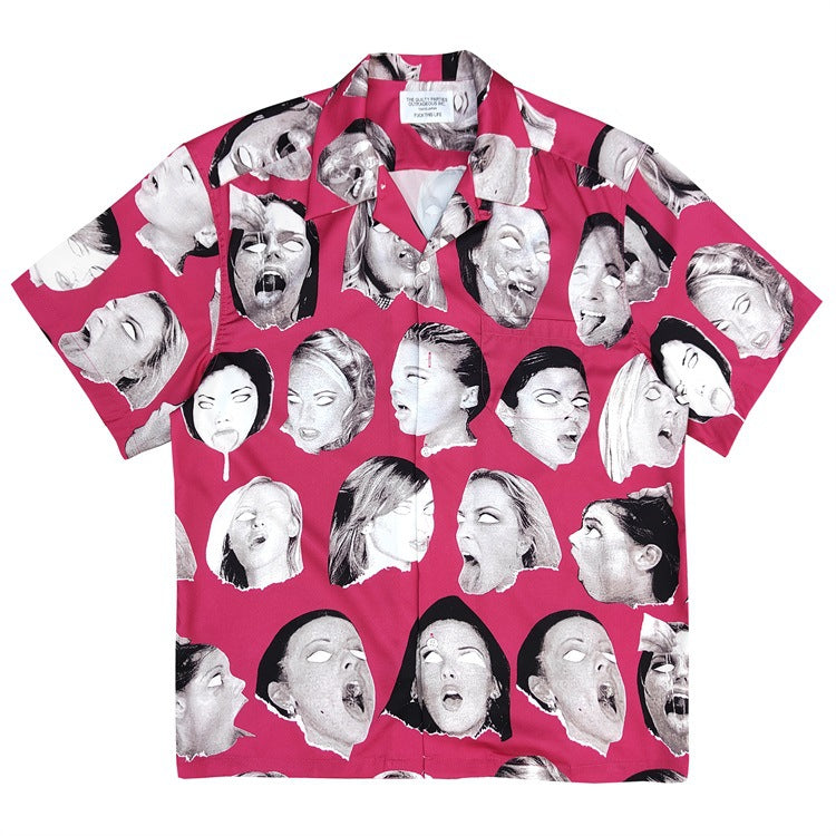 GUILTYPARTIES TIGER Shirts WEIRDO DAVE Portfolio Skull Hawaiian Short Sleeve Shirt Men