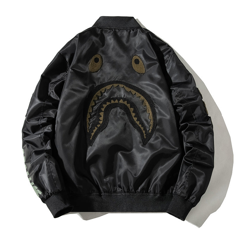 Mens Bomber Jacket MA-1 Winter Thickness available cotton-padded jacket Spring Autumn Winter Embroidery Shark Pilot Baseball Uniform