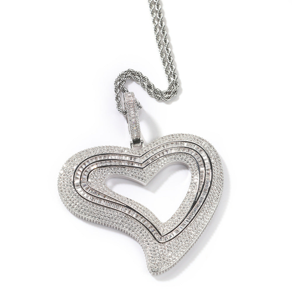 Jewelry ins Bronze Zircon Large Heart Necklace Spectrum St. Valentine's