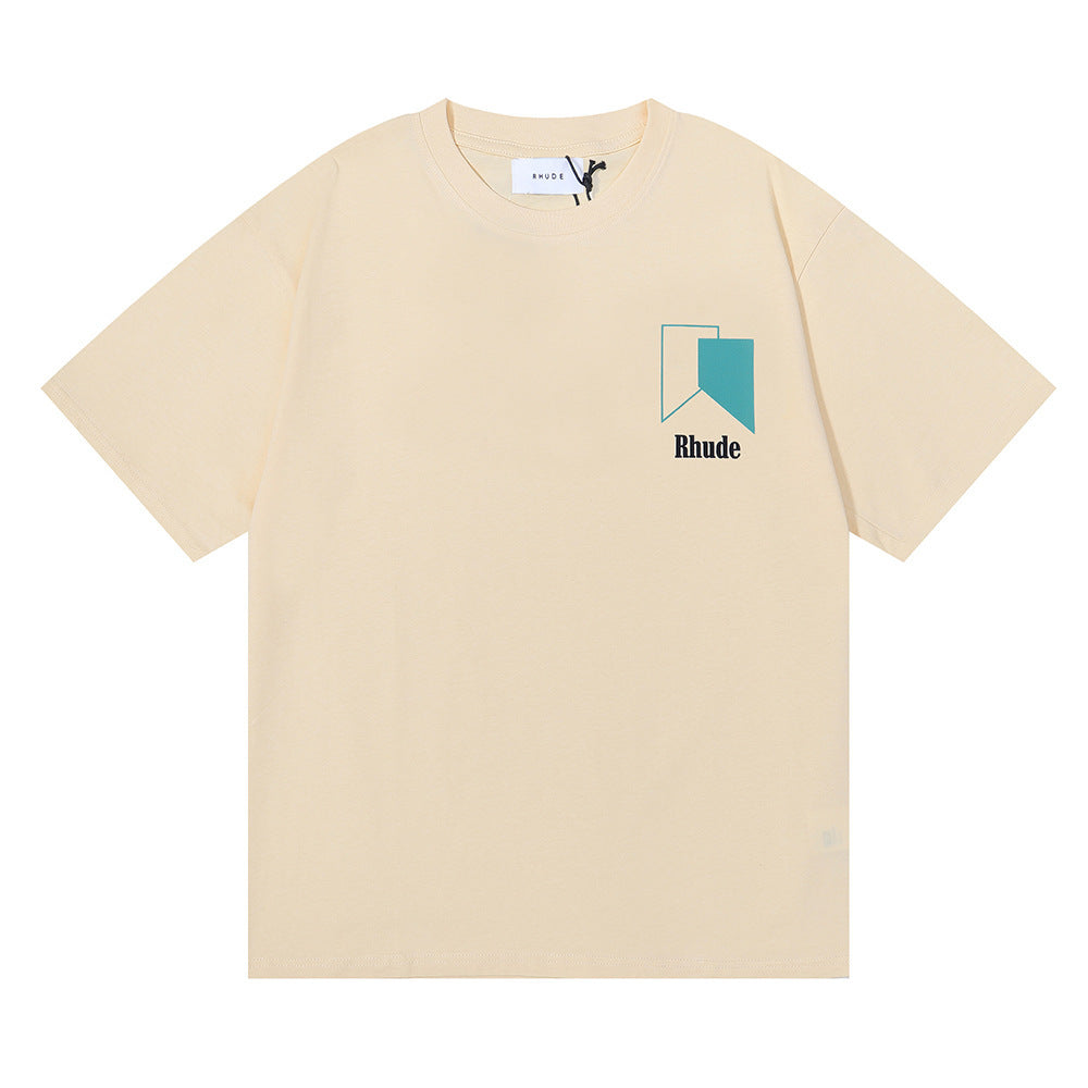 Rhude T Shirt Micro Standard Geometric Square Color Matching Printed Short Sleeve T-Shirt