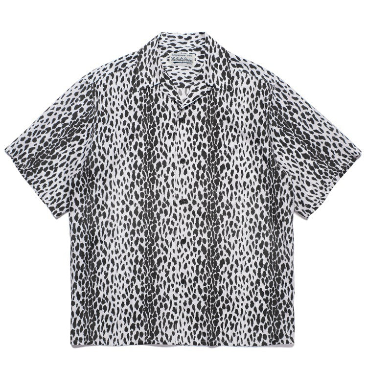 GUILTYPARTIES TIGER Shirts 23SS LEOPARD OPEN Leopard print Hawaiian short-sleeved shirt men