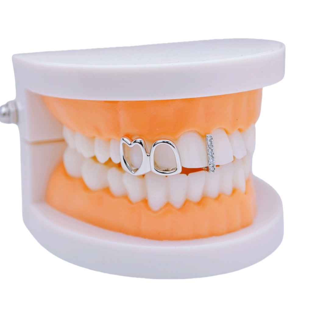 Grillz Hip-Hop Rock Hollow Love Stick Drill Double Braces Daily Out Cool Glossy Gold Teeth Hip Hop Versatile