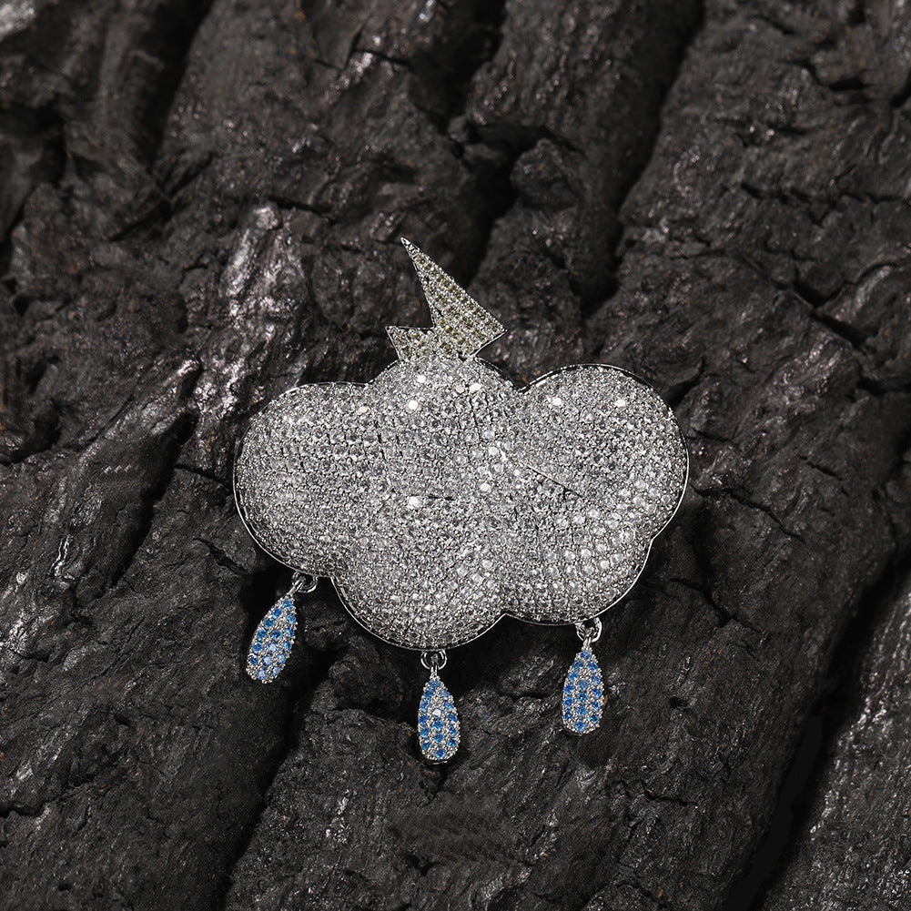 Jewelry Hip Hop Zircon Lightning Cloud Pendant Versatile Necklace Spectrum lightning