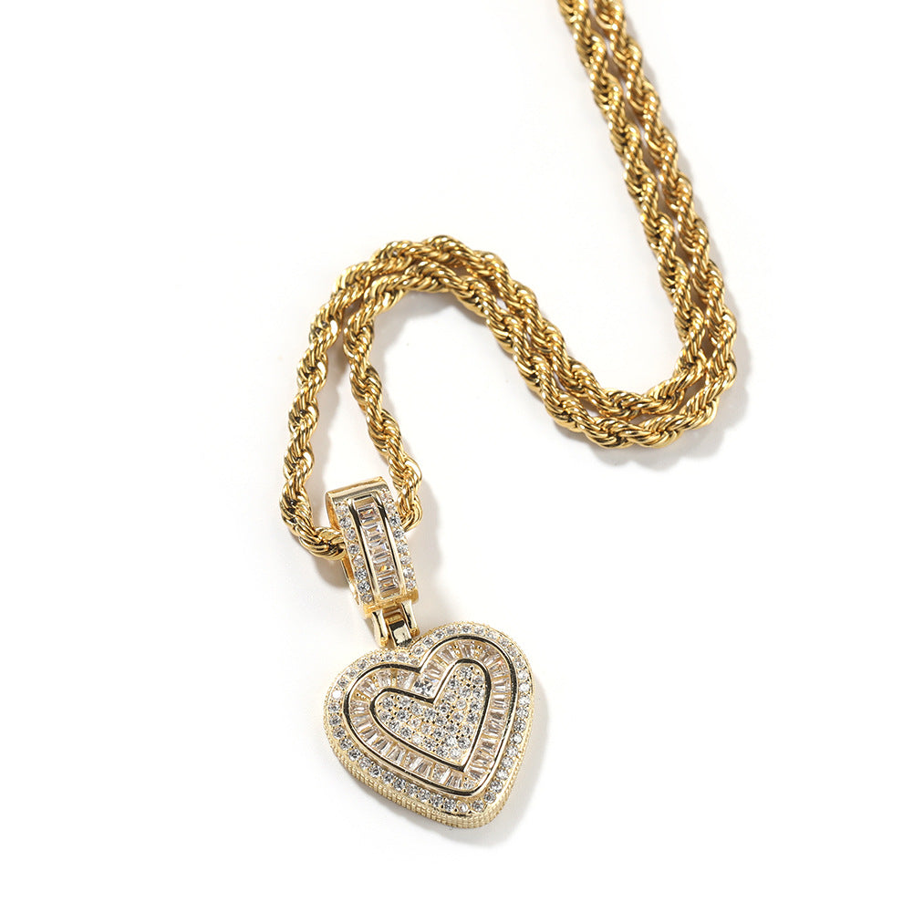 Jewelry Rock Sugar Love Pendant ins Wind Light Luxury Copper Zircon Heart St. Valentine's Spectrum Cannabis