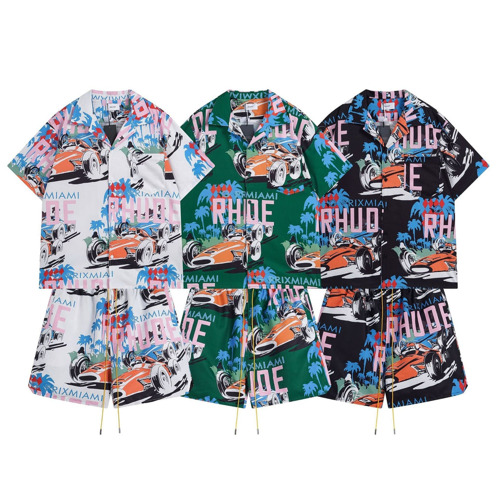 Rhude T Shirt Racing Letter Logo Casual Short Sleeve Shirt, Shorts