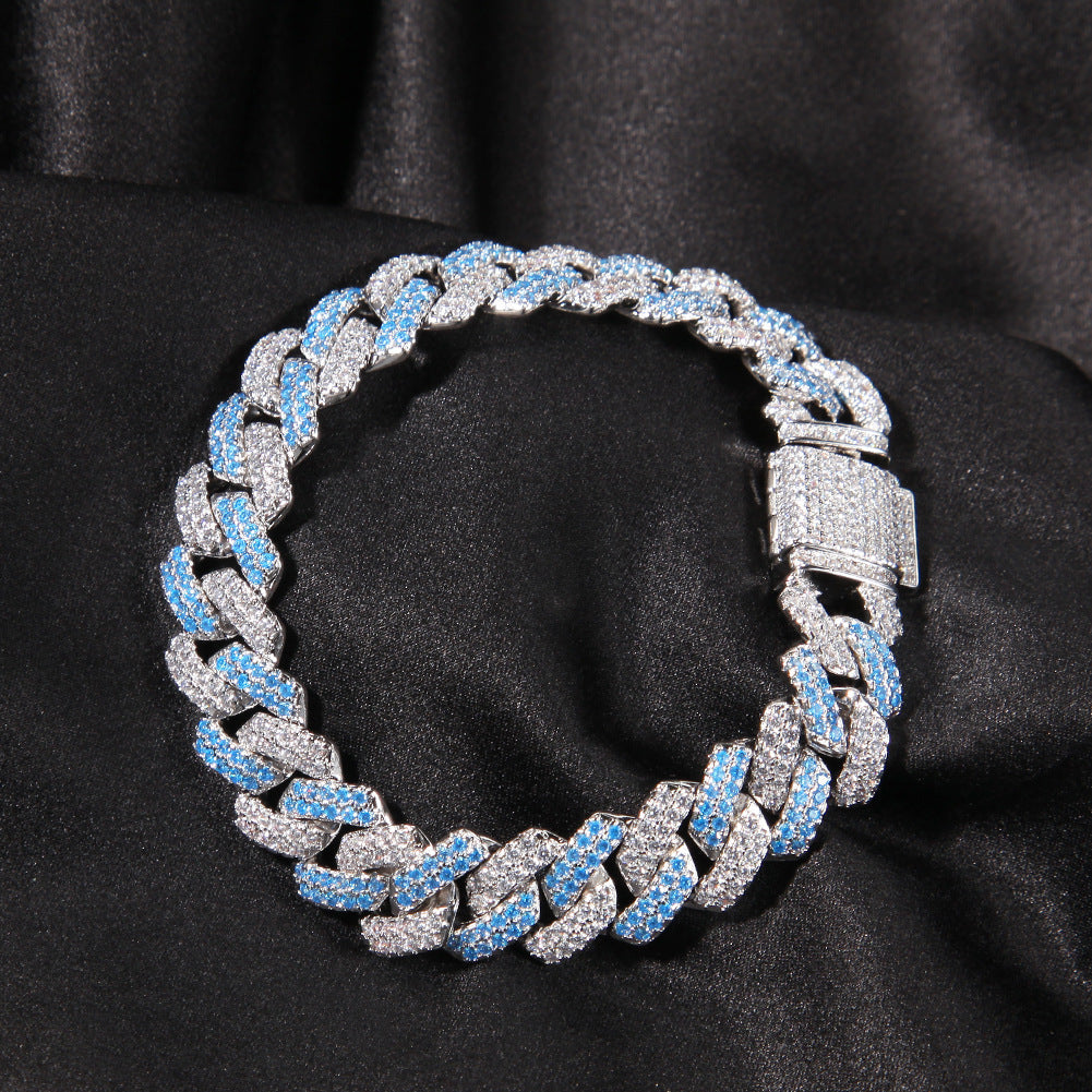 Bracelet silver powder matching bar Cuban chain bracelet hiphop St. Valentine's Spectrum