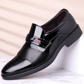Men's dress shoes leather shoes men's glossy splicing men's dress shoes wedding business banquet autumn and winter men's shoes trendy brand high sense
