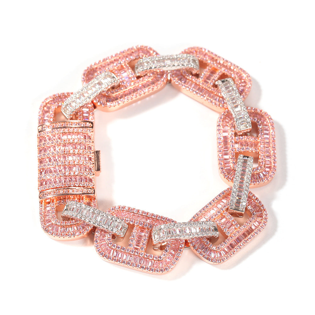 Bracelet Zircon Pig Nose Cuban Chain Bracelet INS Hip Hop Royalty