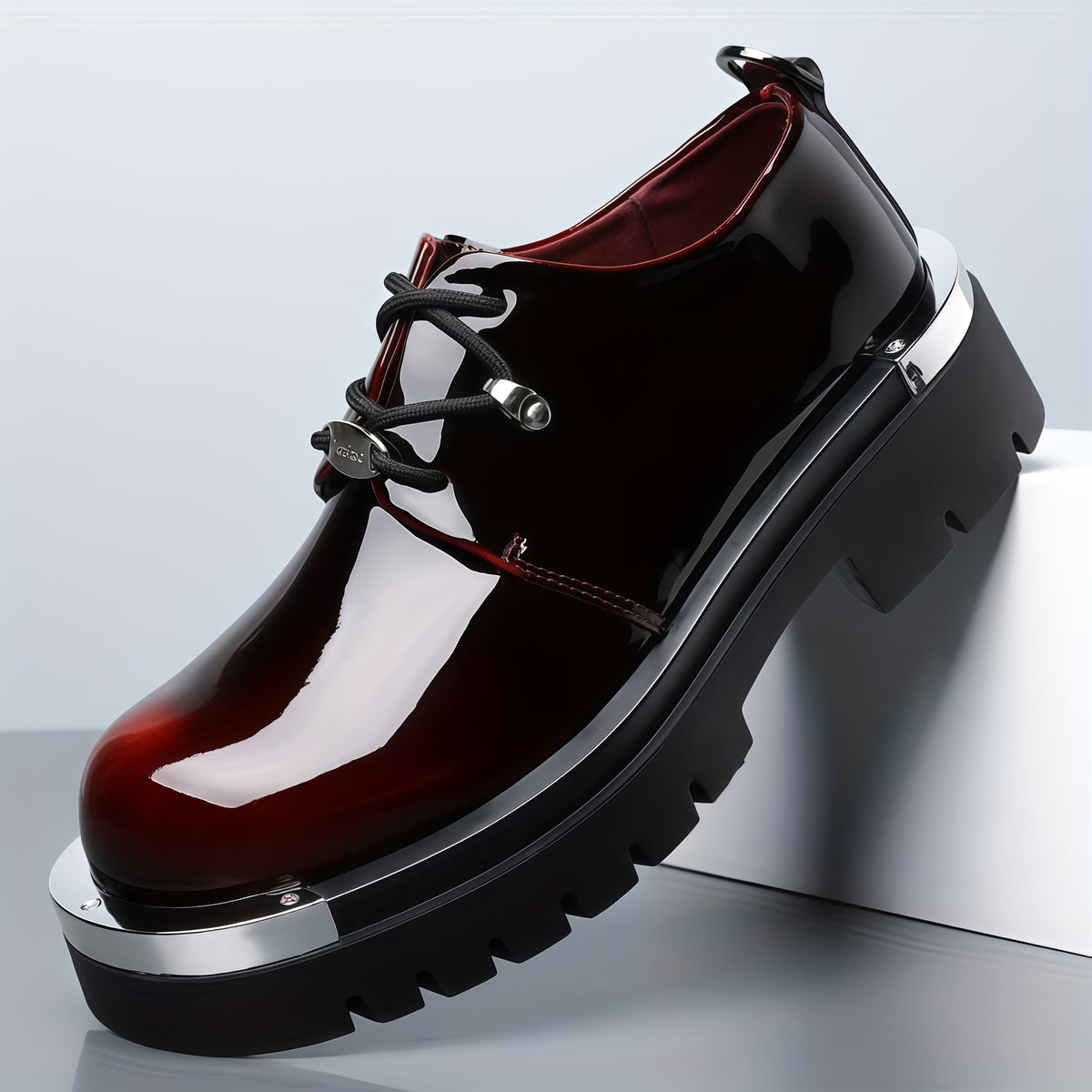 Men's dress shoes large size men's leather shoes glossy thick sole heightening men's shoes trendy brand high-end wedding banquet casual derby shoes