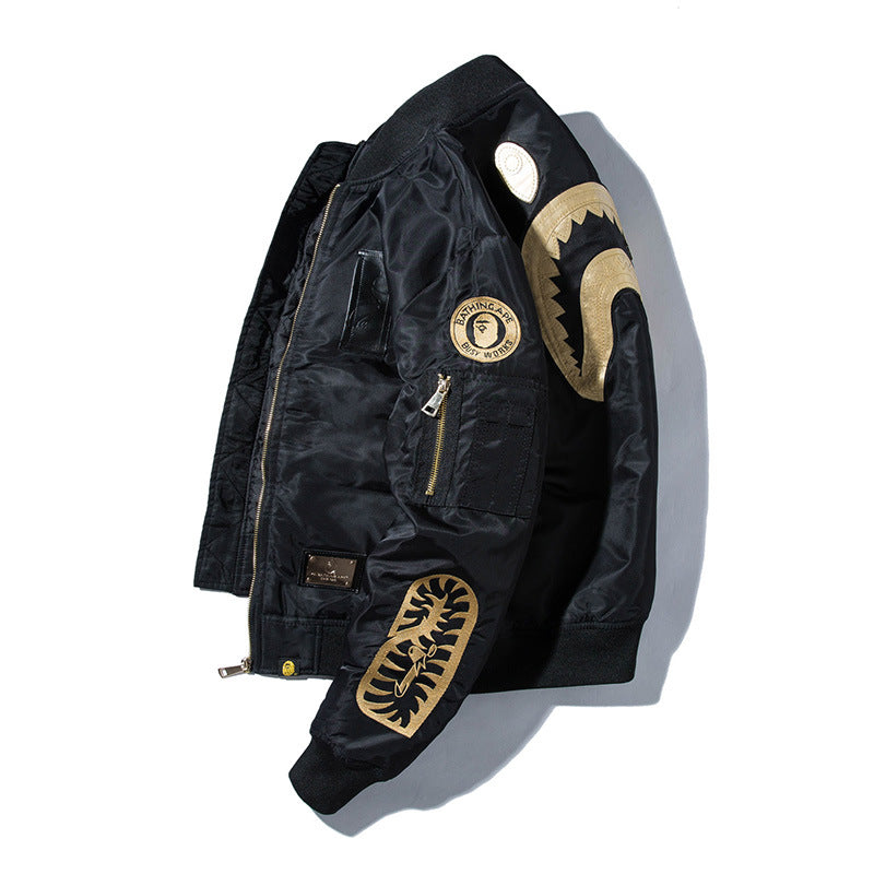 Mens Bomber Jacket MA-1 Winter Thickness available cotton-padded jacket sticker embroidered Air Force pilot couple baseball jersey