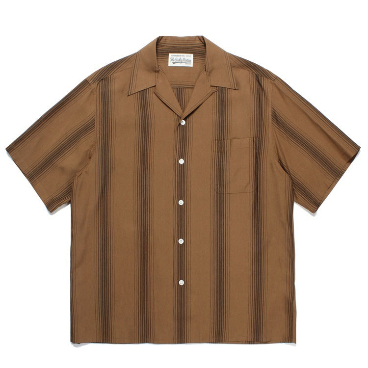 GUILTYPARTIES TIGER Shirts 23SS Striped Plaid Polka Dot Hawaiian Rayon Short Sleeve Shirt Men