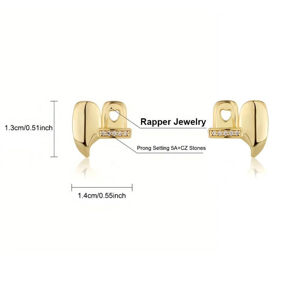 Grillz Hip-Hop Rock Symmetrical Fangs Zircon Braces Horizontal Bar Combination Personalized Dentures Men's Cross-Border Hip-Hop Accessories