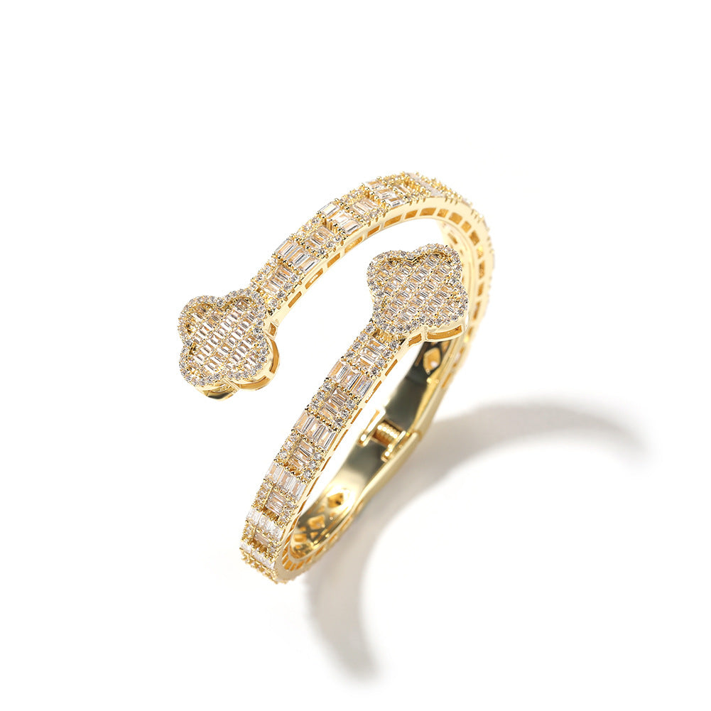 Bracelet Copper Zircon Clover Bracelet ins Spectrum St. Valentine's