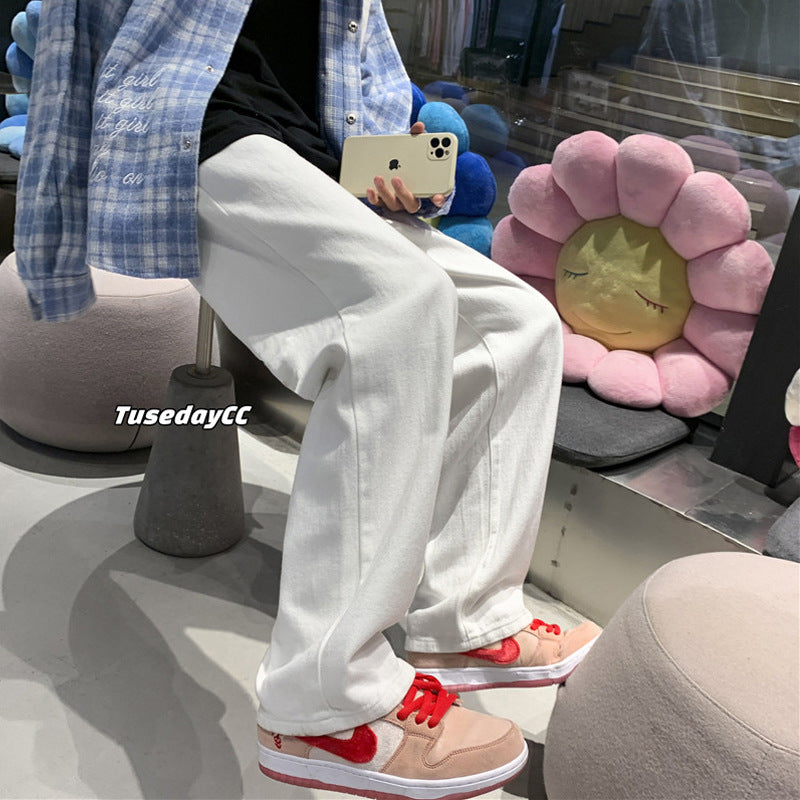 Men Jeans Wide Leg Jeans Men Autumn and Winter Loose Retro Pants