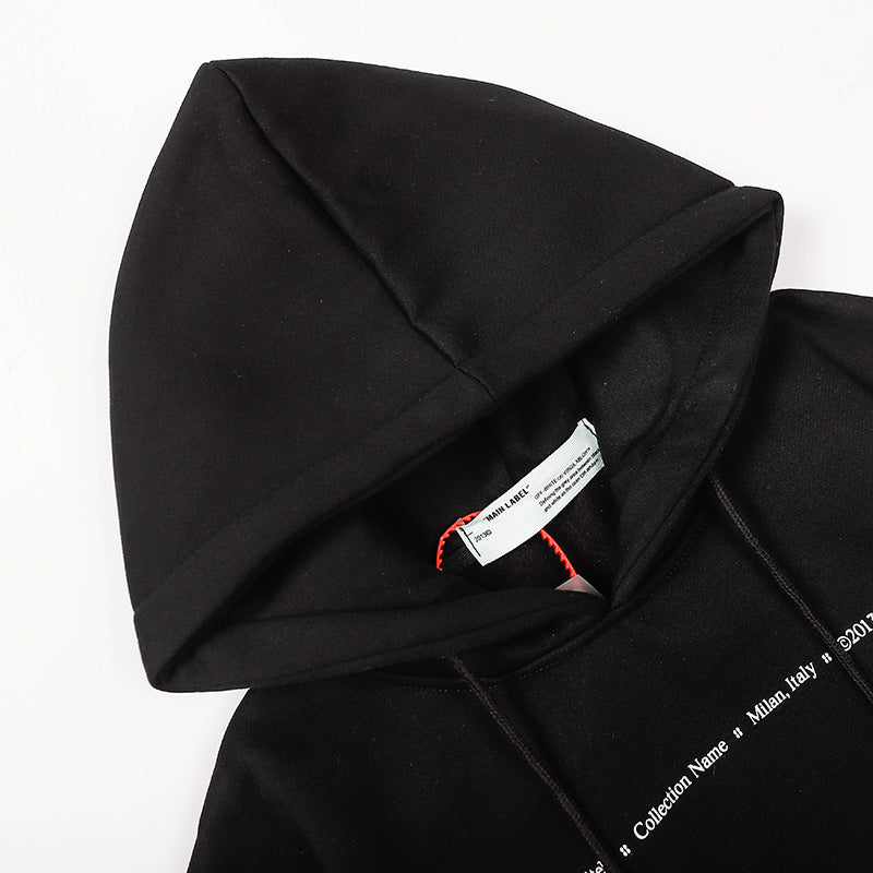 OW  hoodie with a shining star arrow pattern fleece hoodie