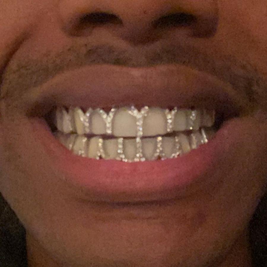 Grillz Hip-Hop Rock Hip Hop Braces Real Gold Plated 8-tooth Hollow Filled Diamond Cross-Border HIPHOP Braces Halloween Hip Hop Ornaments